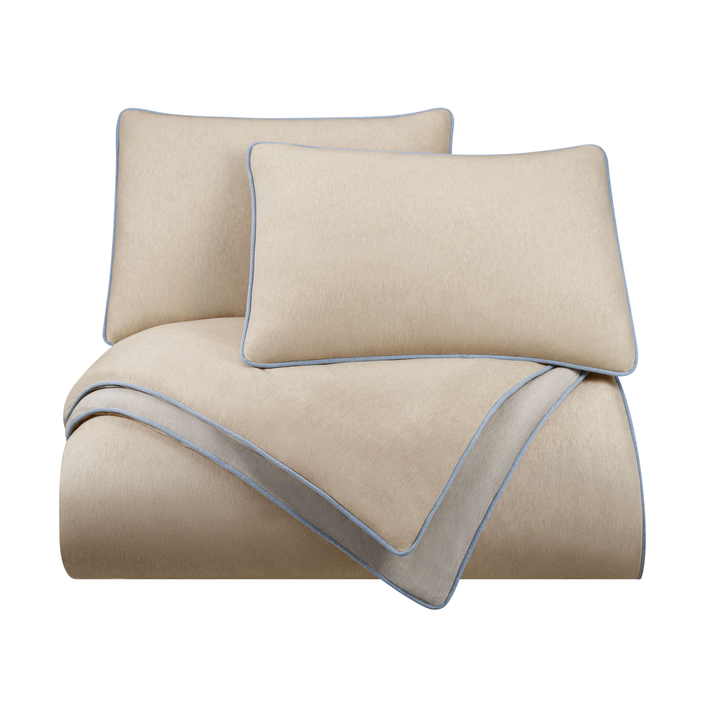 Vellux Jersey Knit 2-Piece Comforter Set, Cotton Blend, Twin, Taupe