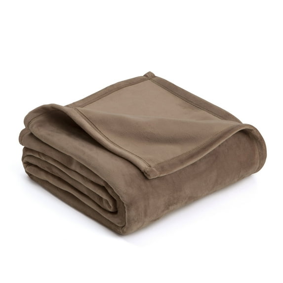 Vellux Super Soft Plush Blanket (Available in Multiple Sizes and Colors), Twin, Desert Taupe
