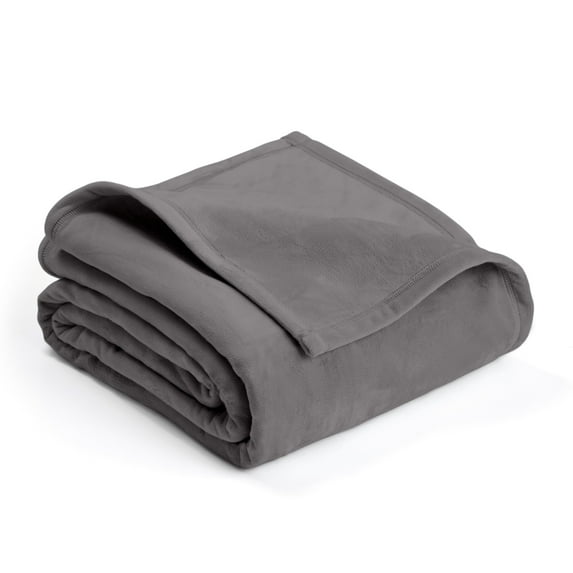 Vellux Super Soft Plush Blanket (Available in Multiple Sizes and Colors), Twin, Tornado Gray