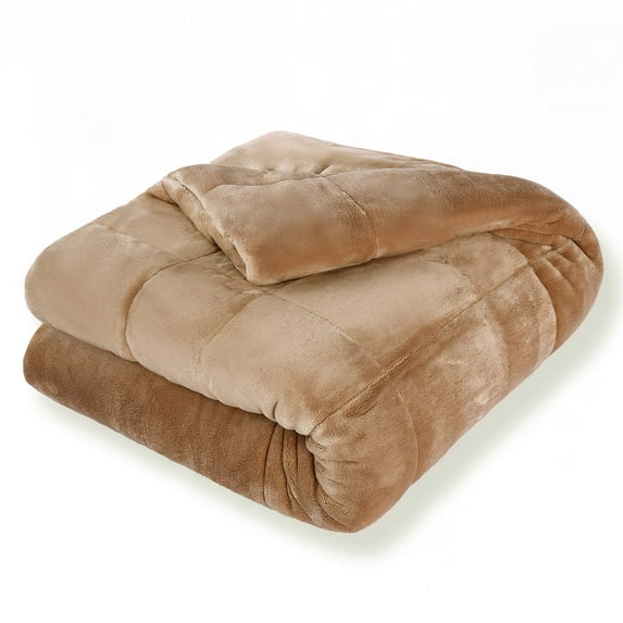 Vellux Plush Quilted Blanket, Twin, Beige