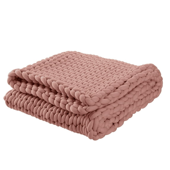 Vellux 5lb Twin Weighted Throw | Chunky Knit Soft Breathable Blanket | Terracotta