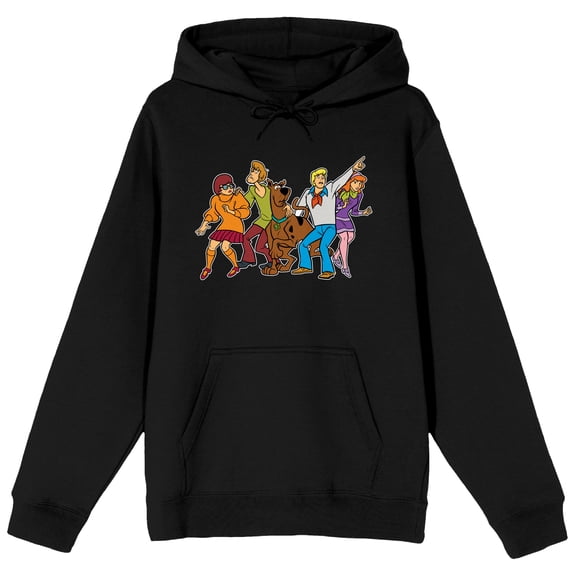 Velma, Shaggy, Scooby Doo, Fred, Daphne, Men's Black Hoodiie- XL