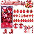 thumbnail image 1 of Velmasee 30PCS Shatterproof Christmas Tree Ornaments Set - Assorted Shapes Hanging Christmas Ball Ornaments Baubles Set with Strings for Holiday Xmas Tree Home Party Decor, 1 of 7