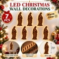 thumbnail image 1 of Velmasee 7 Pcs Wooden Christmas Figure LED Wall Decor - Hollow Out Backlit Rustic Farmhouse Light Up Wall Ornaments, Battery Operated Glowing Xmas Wall Art for Indoor Holiday Home Decor, 1 of 6