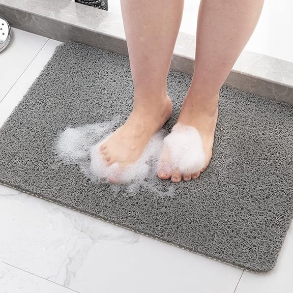 Mucky Rug, Non Slip Shower Mat 16"x24" Gray – PVC Loofah Shower Mats for Bathtub, Quick Drying Shower Floor Mat with Comfortable Textured Surface, Easy Cleaning Shower Mat for Shower Stall