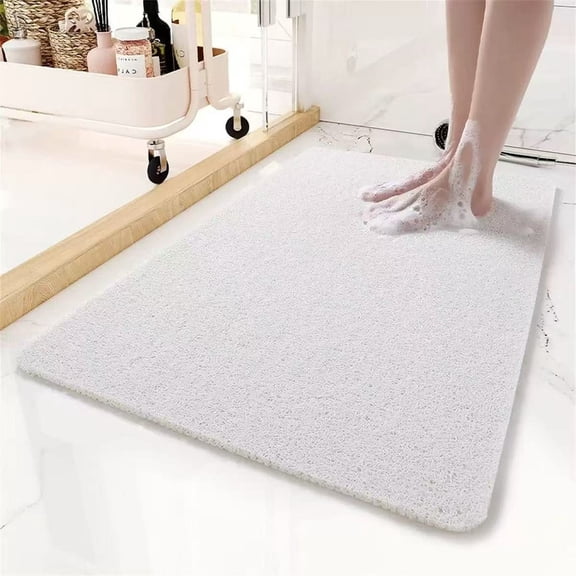 Velmysta Non Slip Shower Mat 16"x24" White– PVC Loofah Shower Mats for Bathtub, Quick Drying Shower Floor Mat with Comfortable Textured Surface, Easy Cleaning Shower Mat for Shower Stall