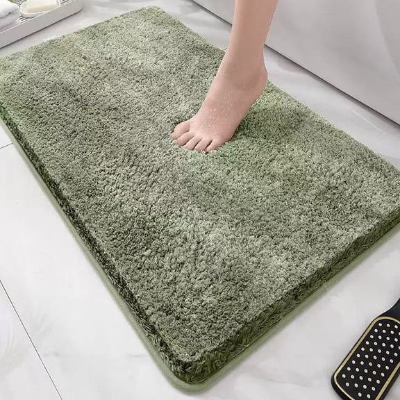 Velmysta Soft Absorbent Microfiber Bathroom Rugs Sets 2 Pieces, Non-Slip Washable Bath Mat & U-Shaped Contour Toilet Rug, Green 24"x16" 15"x19"