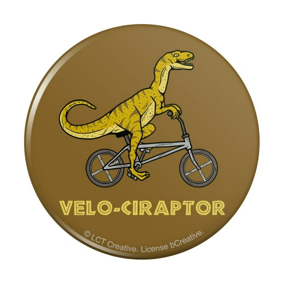 Velo-Ciraptor Velociraptor Biking Funny Humor Pinback Button Pin