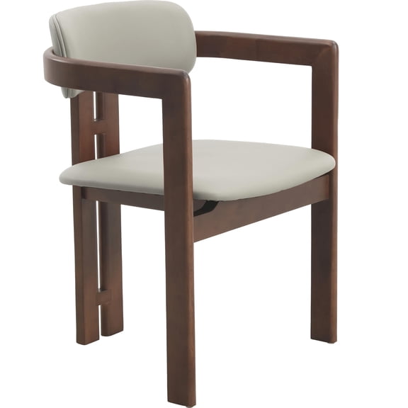 LeisureMod Velo Series Modern Dining Chair in Walnut Color Wood with Toupe Seat
