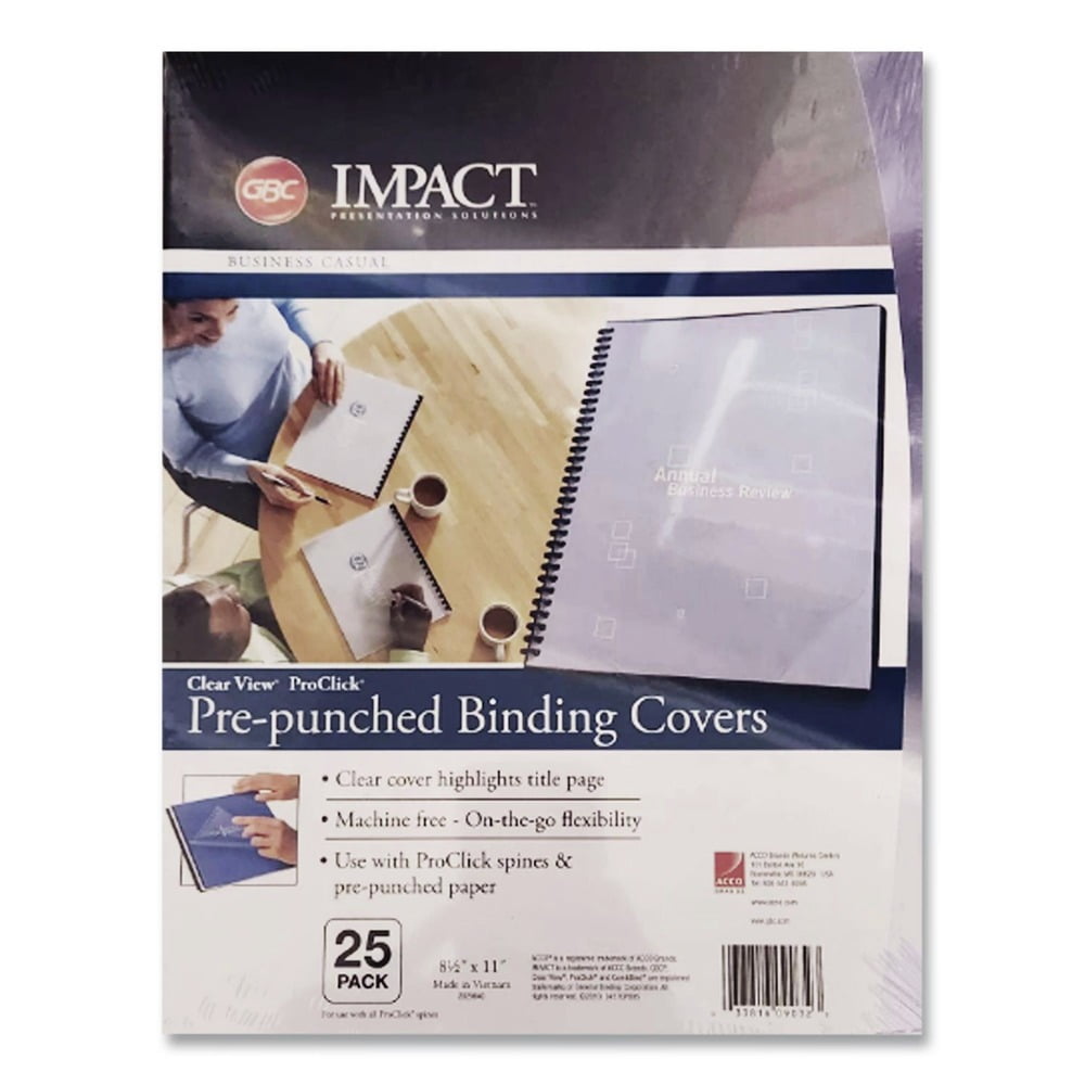 GBC ClearView Presentation Covers - 6 Mil Thickness - For Letter 8 1/2" X 11" Sheet - 19 X Holes - Round - Clear - Polypropylene - 100 / Box - Snap Supplies