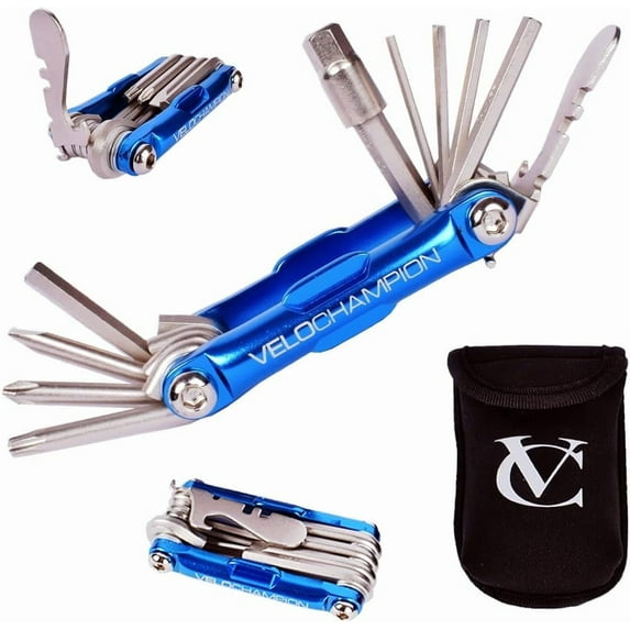 VeloChampion 14 Function Blue Multifunctional Bike Repair Tool + Storage Case