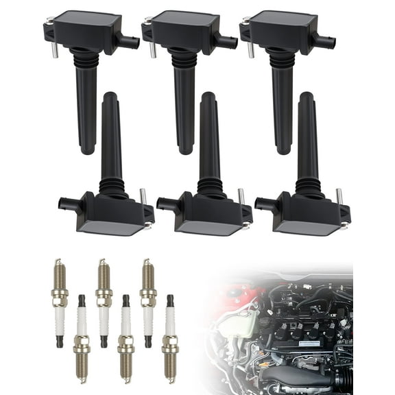 FEXON Set of 6 Ignition Coils and Iridium Spark Plugs Compatible with Jeep Grand Cherokee Wrangler Dodge Charger Chrysler 3.6L V6, Replaces UF648, 05149168AI