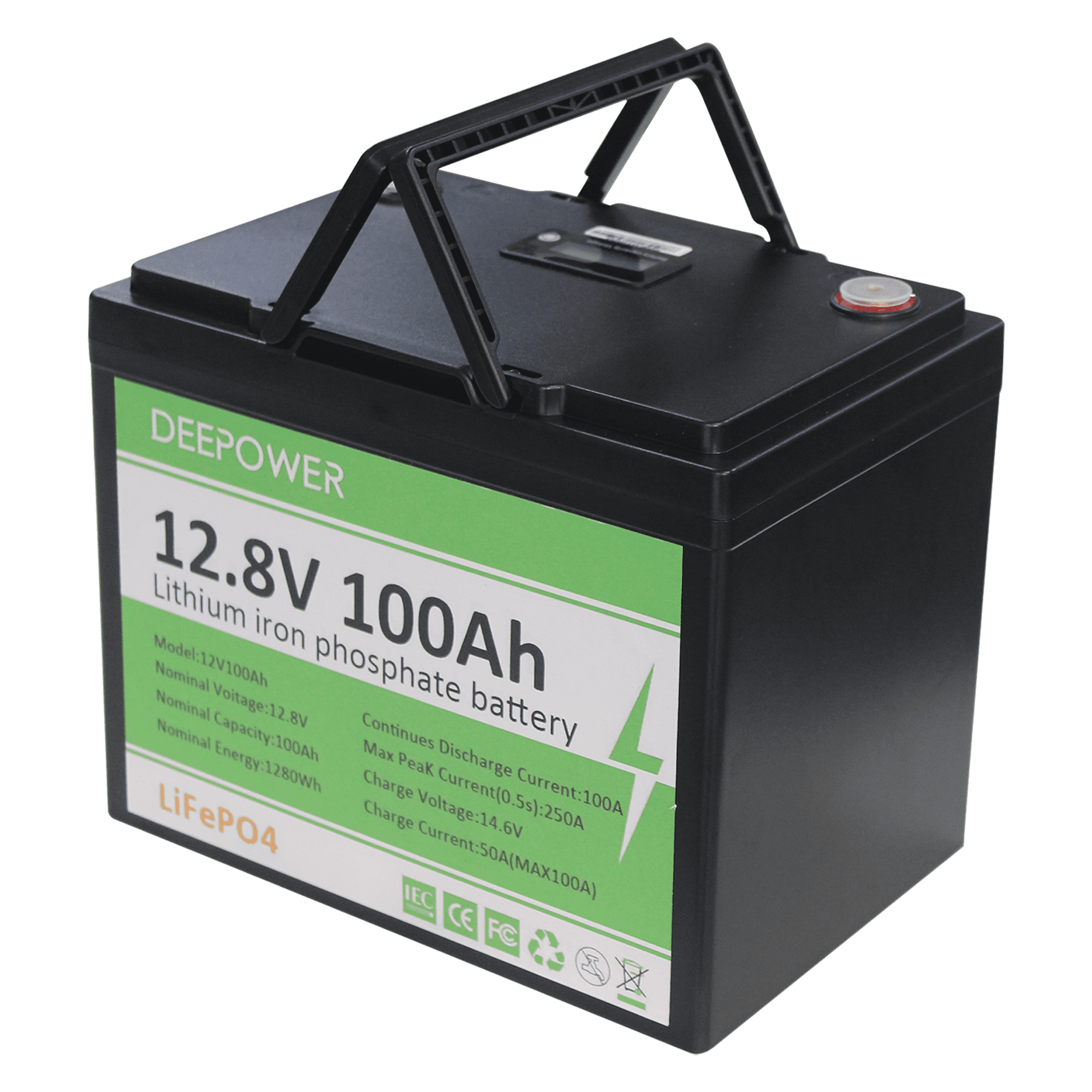 12V 100Ah LiFePO4 Lithium Automotive Battery, Group Size, BCI Group 24, for DIY Home Energy, Boat, RV, Solar, Backups