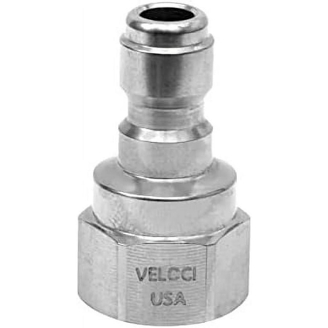 Veloci 1/4" Stainless Steel Female NPT Quick Coupler Plug For Pressure Washers, Spray Wands, And