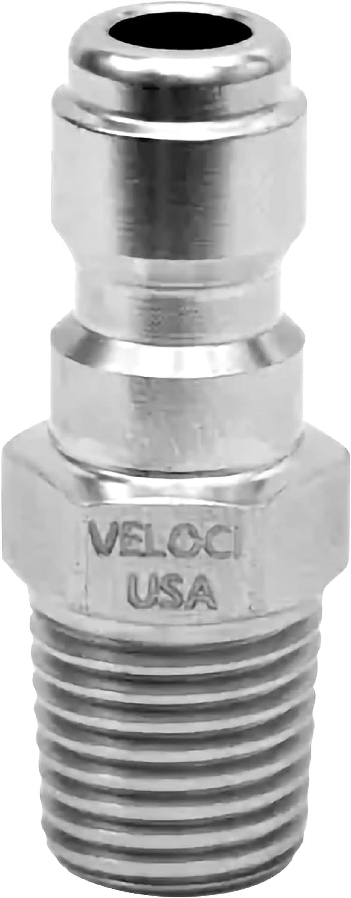 Veloci 1/4" Stainless Steel Male NPT Quick Coupler Plug For Pressure Washers, Spray Wands, And