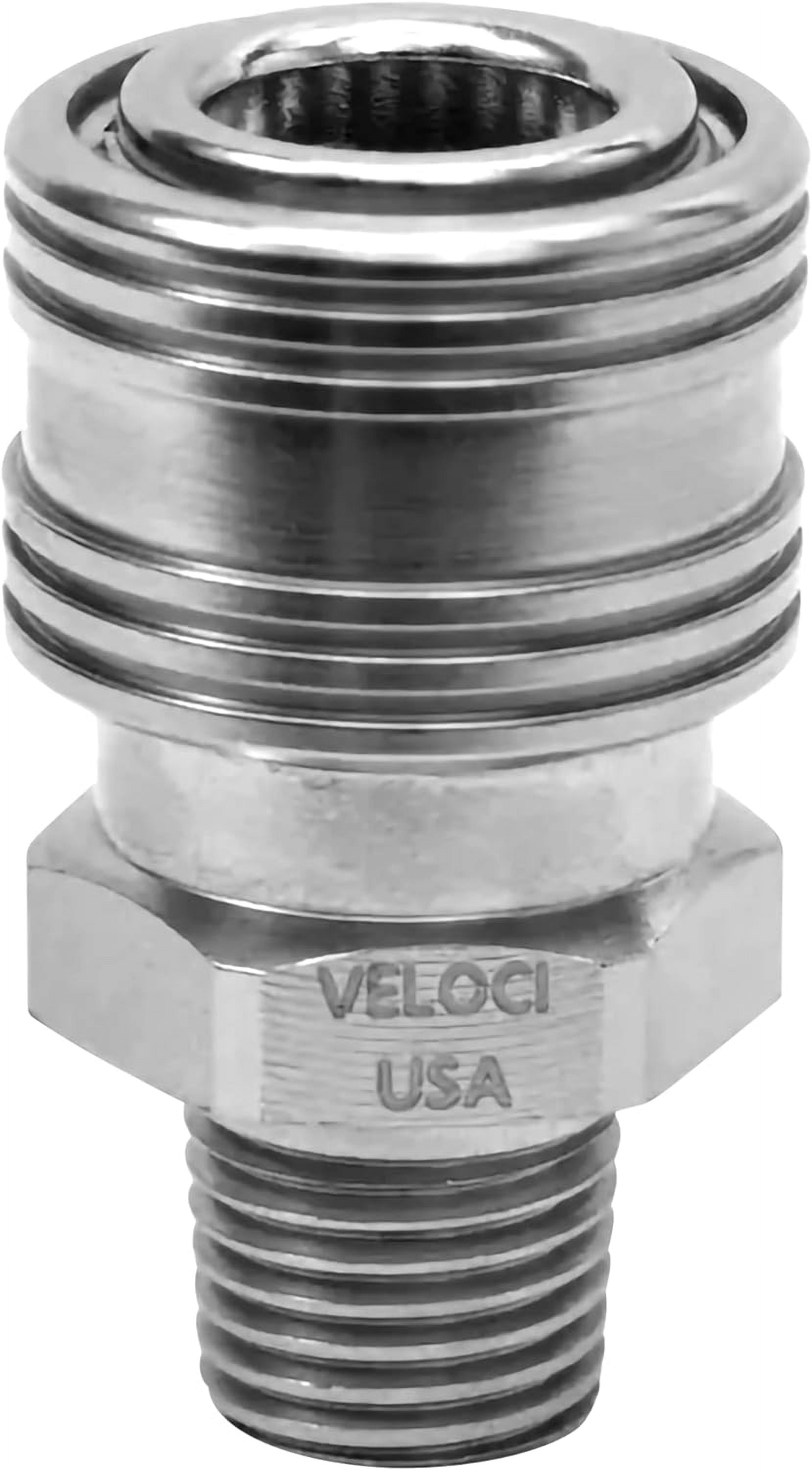 Veloci Prima 1/4" Stainless Steel Male NPT Quick Coupler For Pressure Washer Attachments, Spray