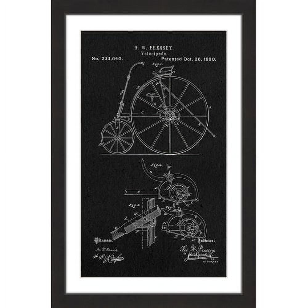 "Velocipede 1880 Black Paper" Framed Painting Art Print