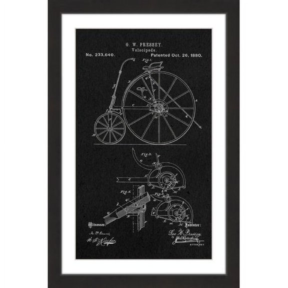 "Velocipede 1880 Black Paper" Framed Painting Print