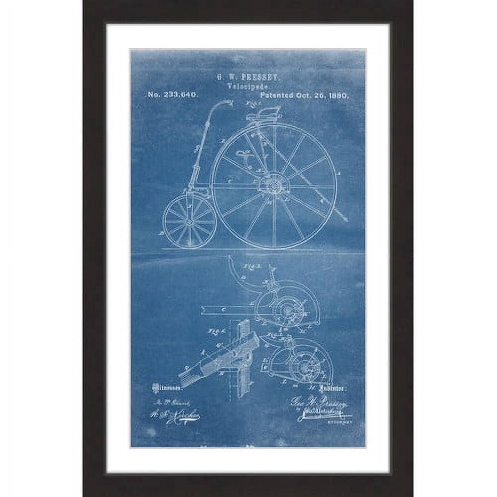 "Velocipede 1880 Blueprint" Framed Painting Art Print