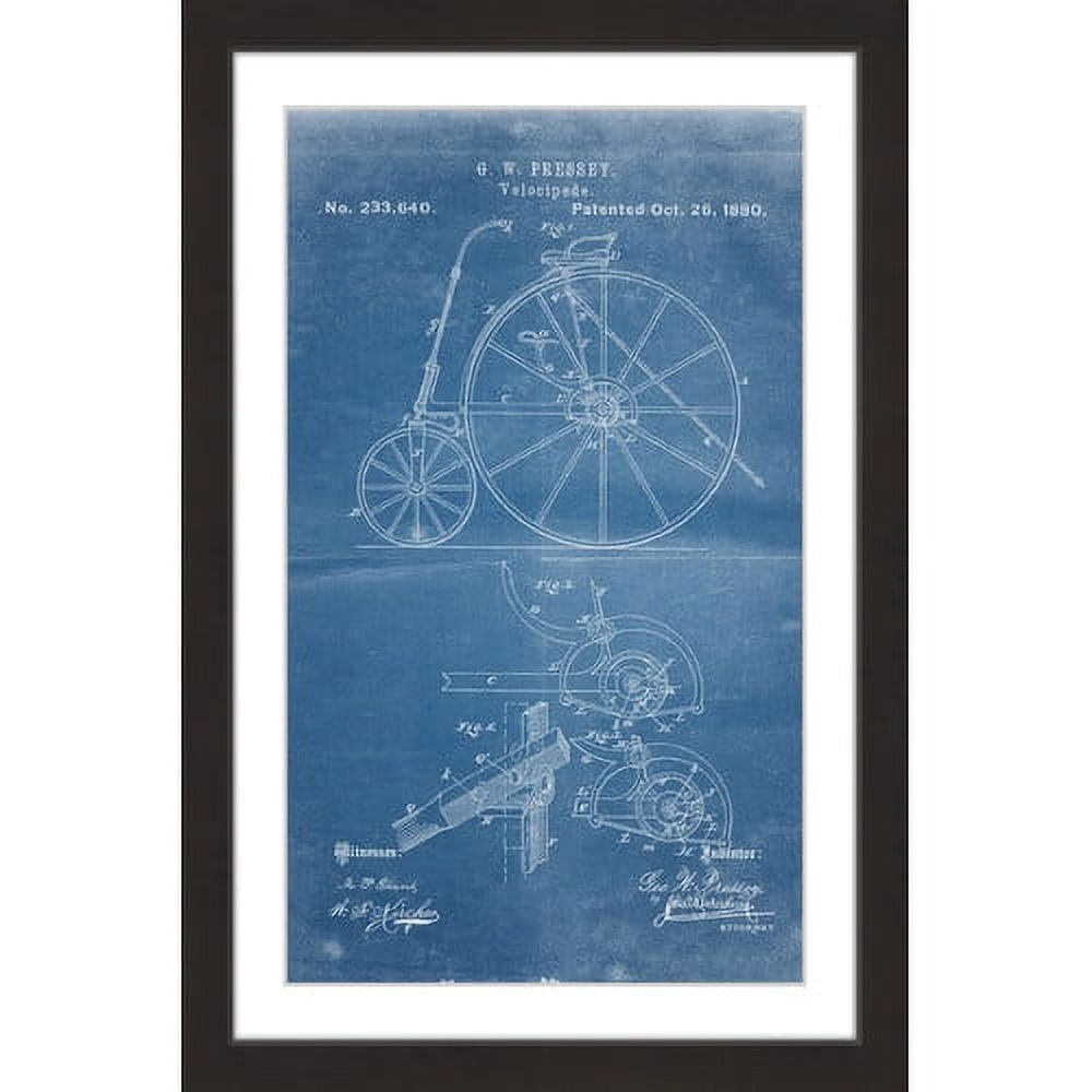 "Velocipede 1880 Blueprint" Framed Painting Print