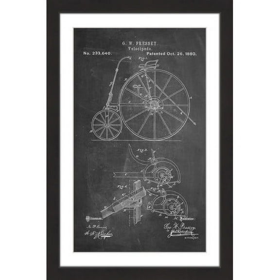 "Velocipede 1880 Chalk" Framed Painting Print