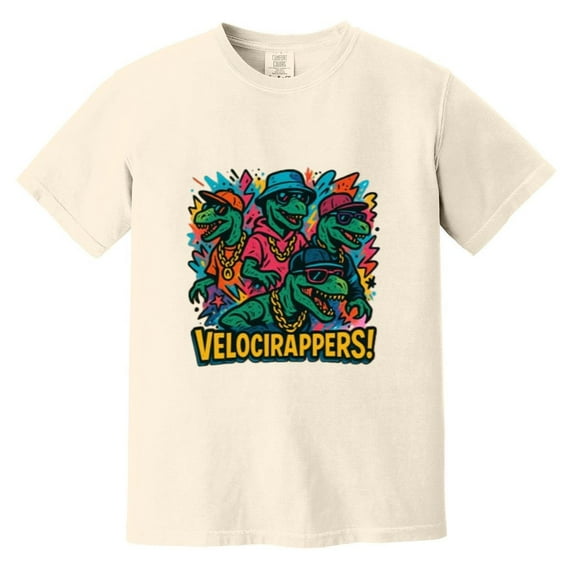 Velocirappers Crew Funny Dinosaur Pun Rap Music Hip Hop Comfort Color T-Shirt, Unisex, up to size 4XL