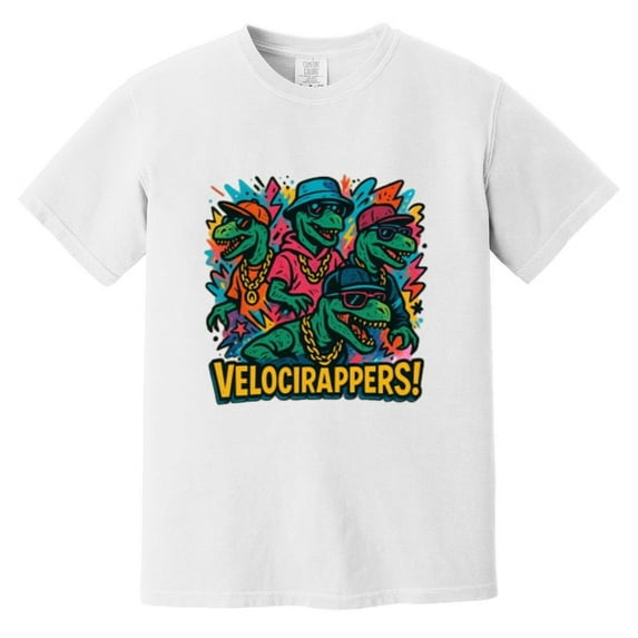 Velocirappers Crew Funny Dinosaur Pun Rap Music Hip Hop Comfort Color T-Shirt, Unisex, up to size 4XL