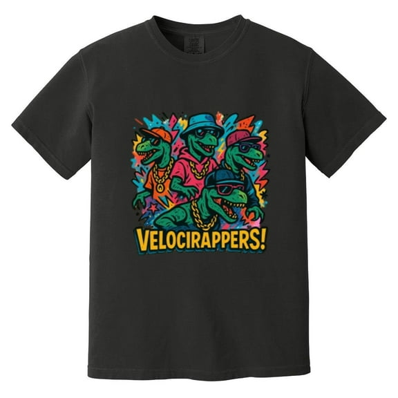 Velocirappers Crew Funny Dinosaur Pun Rap Music Hip Hop Comfort Color T-Shirt, Unisex, up to size 4XL