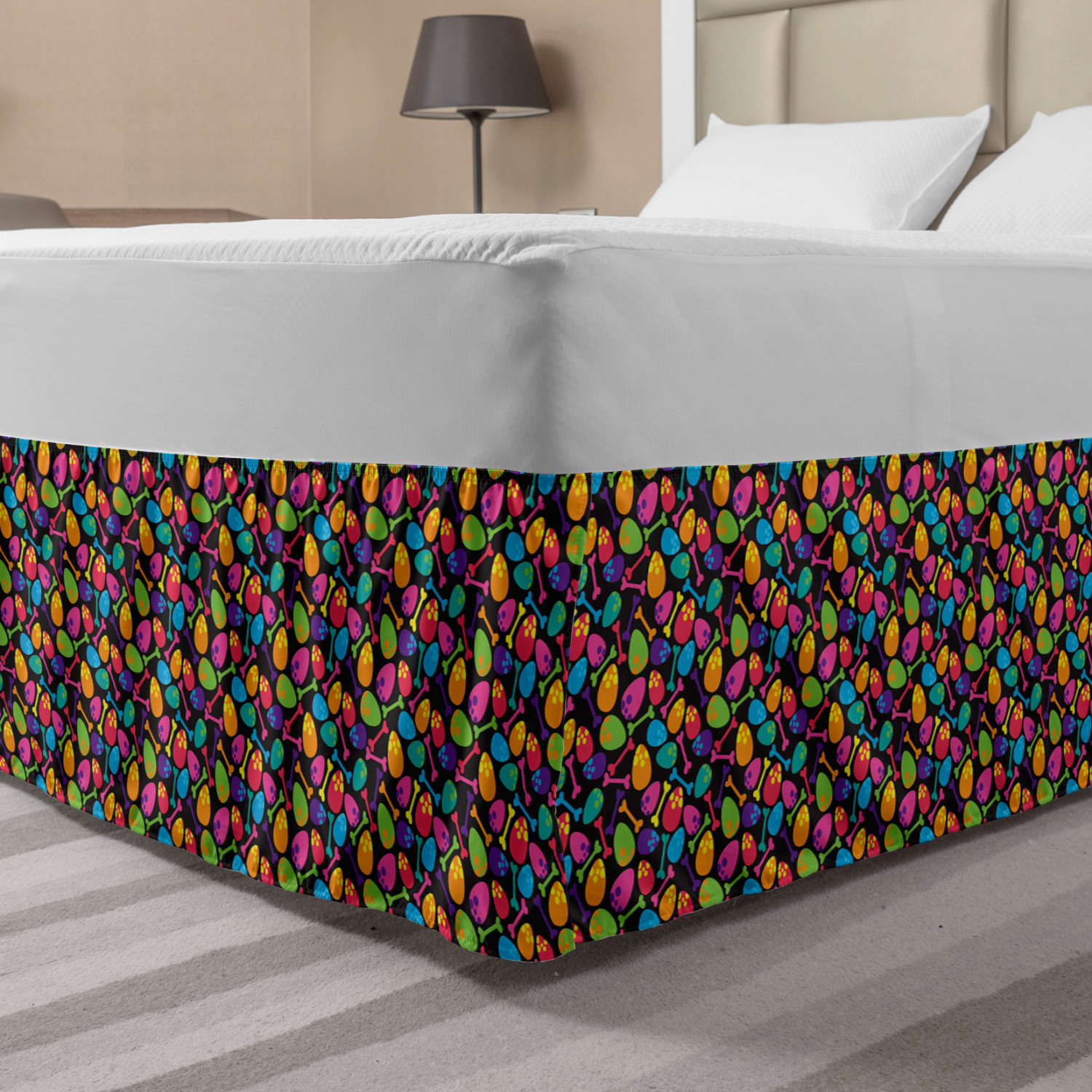 Raptor Ruffle Velociraptor Bed Skirt, Dinosaur Eggs and Bones Baby Shower Humor Trex ...