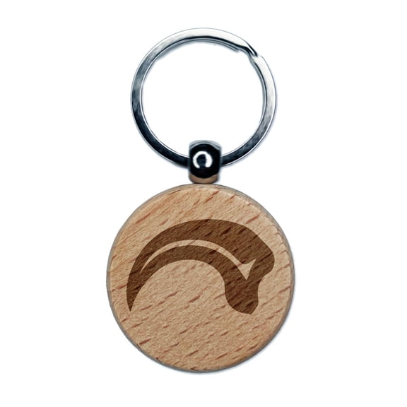 Velociraptor Claw Dinosaur Fossil Bone Round Keychain Charm Tag - Engraved Wood