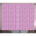 thumbnail image 1 of Velociraptor Curtains 2 Panels Set, Vibrant Silhouette of Tyrannosaurus Pastel Trex Fossil Creatures Girls, Window Drapes for Living Room Bedroom, 108W X 90L Inches, Baby Pink Fuchsia, by Ambesonne, 1 of 3