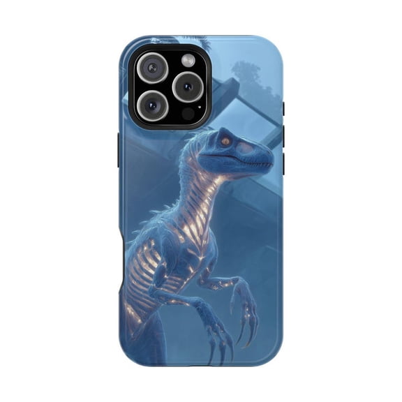Velociraptor Dinosaur Biotech Skeleton Design Phone Case with iPhone 11 to 17 Pro Max