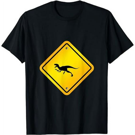 Velociraptor Dinosaur Crossing Design T-Shirt