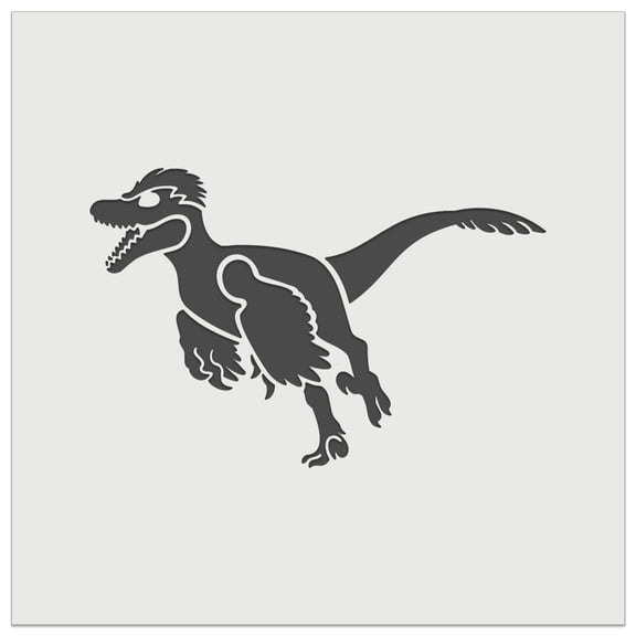 Velociraptor Dinosaur Running DIY Cookie Wall Craft Stencil - 3.5 Inch