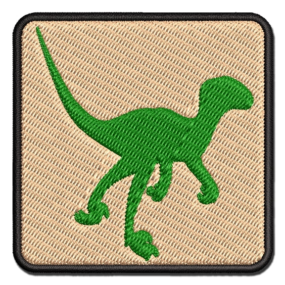 Velociraptor Dinosaur Solid Applique Multi-Color Embroidered Hook & Loop Patch - 3 Inch Medium