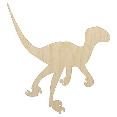 Velociraptor Dinosaur Solid Wood Shape Unfinished Piece Cutout Craft DIY Projects - 4.70 Inch Size - 1/8 Inch Thick