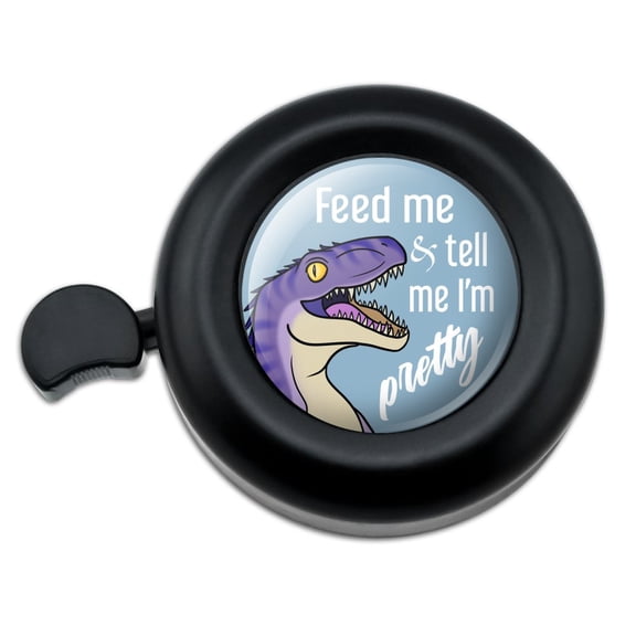 Velociraptor Feed Me and Tell Me I'm Pretty Dinosaur Funny Bicycle Handlebar Bike Bell