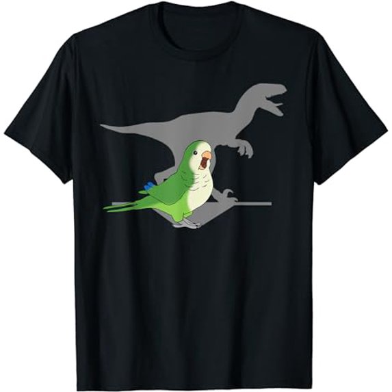 Velociraptor Green Monk Parakeet Birb memes Screaming Parrot T-Shirt