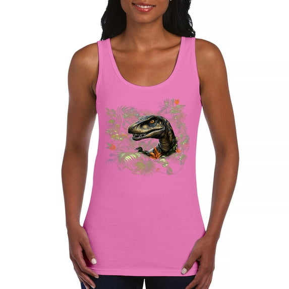 Velociraptor Jungle Women's Tank Top Dinosaur Hunter Jurassic Period Raptor Reptile Dino Tropical Paleontology