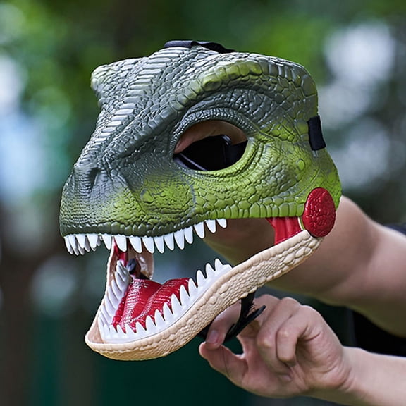 Velociraptor Mask with Motion and Roaring Sounds, Realistic Dinosaur Mask Moving Jaw, 2 Model Sound Effects, Moving Mouth Raptor Headgear for Halloween Christmas Party Carnival