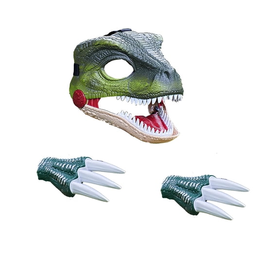 Velociraptor Mask with Motion and Roaring Sounds, Realistic Dinosaur Mask Moving Jaw, 2 Model Sound Effects, Moving Mouth Raptor Helmet with Claws for Halloween Christmas Party Carnival