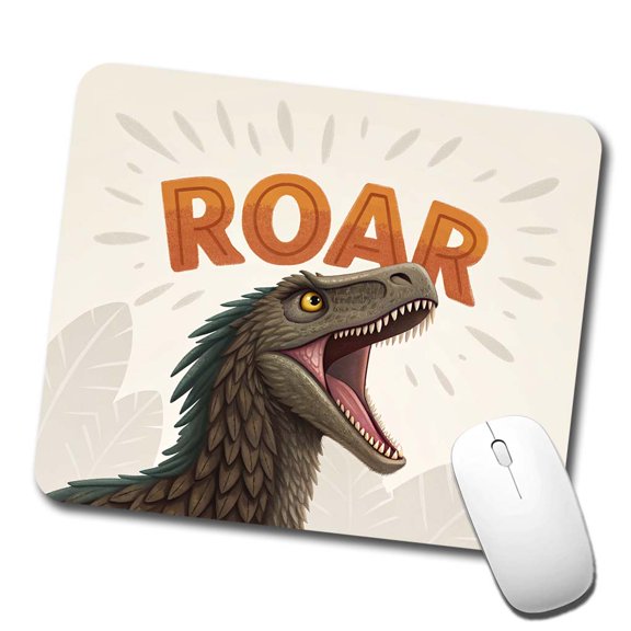 Velociraptor Roar Bold Dinosaur Mouse Pad Low Profile Gaming Mat