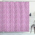 thumbnail image 1 of Velociraptor Shower Curtain, Vibrant Silhouette of Tyrannosaurus Pastel Trex Fossil Creatures Girls, Fabric Bathroom Set with Hooks, 69W X 70L Inches, Baby Pink Fuchsia, by Ambesonne, 1 of 3