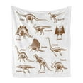 thumbnail image 1 of Velociraptor Soft Flannel Fleece Throw Blanket, Group of Dinosaurs Animals Triassic Period Reptiles Graphic Image, Cozy Plush for Indoor and Outdoor Use, 70" x 90", Brown and White, by Ambesonne, 1 of 5