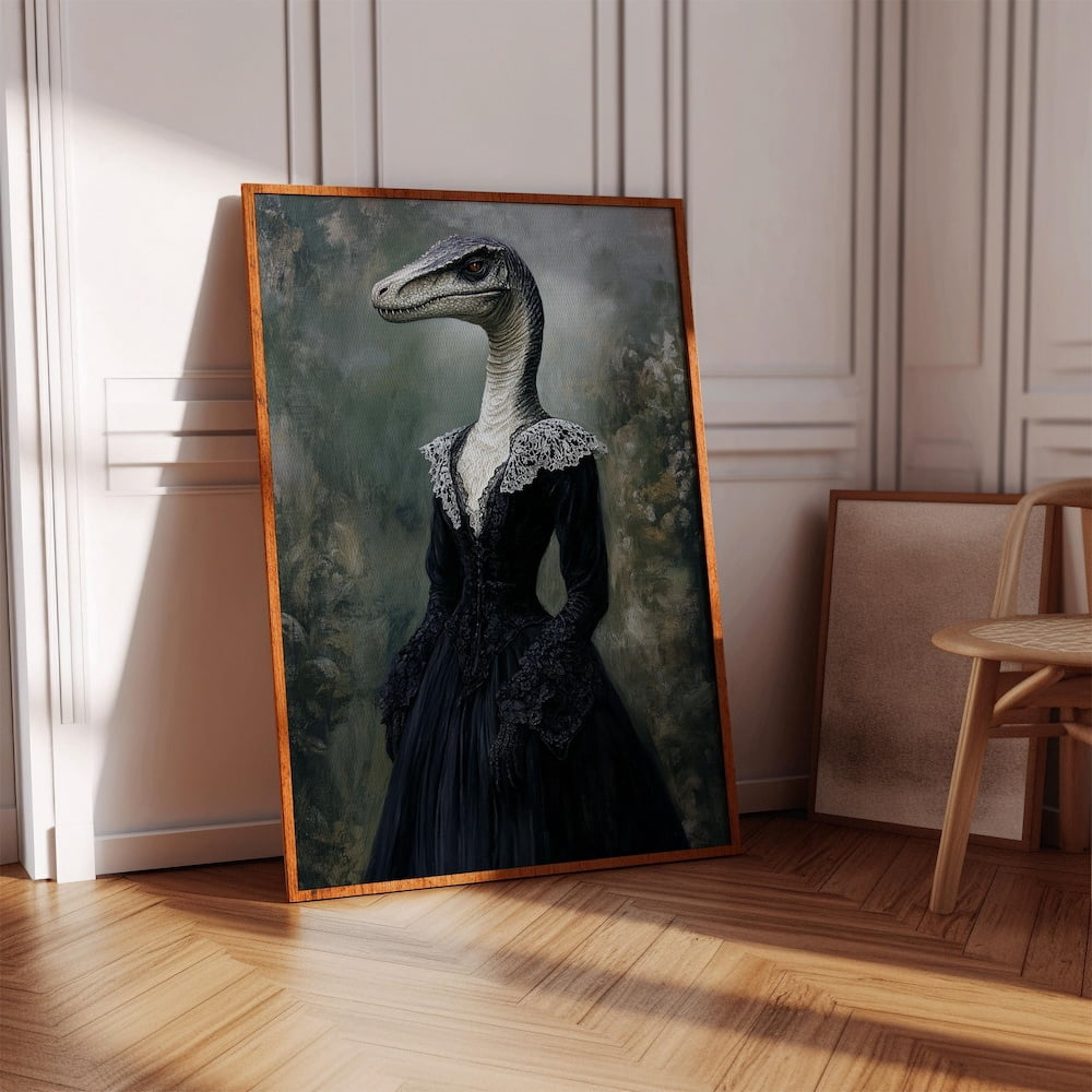 Lace Raptor Velociraptor Victorian Portrait Dark Gothic Dinosaur Art In Lace Dress ...