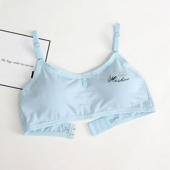 Velocity 12-18Y Girls Underwear Soft Padded Cotton Bra Young Girls for Yoga Sports Running Breathable Bra (Light Blue)