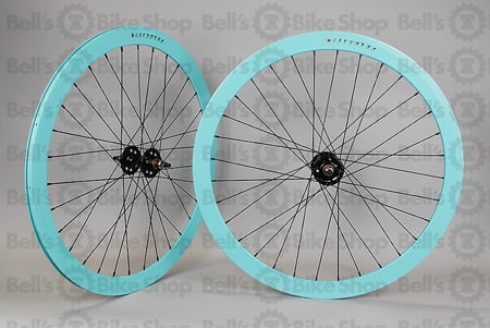 Velocity b43 ピストホイール 120mm Velocity B43 Track Wheels CELESTE BLACK Fixed Gear Deep V