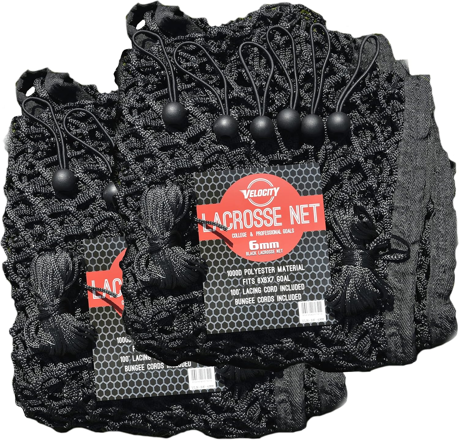 Velocity Heavy Duty Black & White Lacrosse Net Fits 6’x6’x7’ Goals