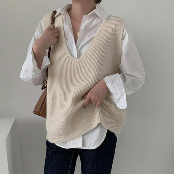 Velocity Knitted Loose Waistcoat Vest Spring Plus Size Outer Wear Women's V-neck Sweater