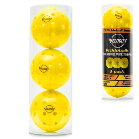 Velocity Outdoor 3 Count Yellow Pickleball Balls | USAPA Approved 40 Hole